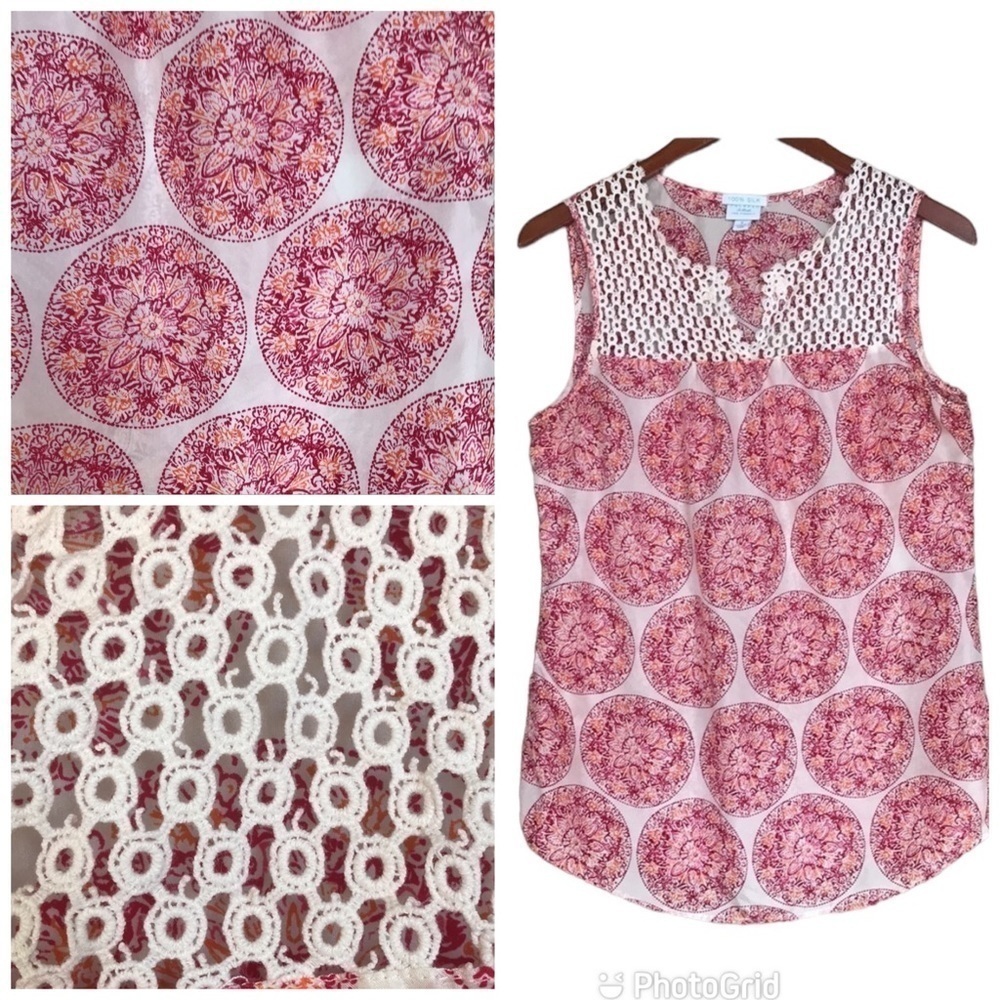 Calypso St. Barth for Target 100% Silk Crochet Sleeveless Top Size S